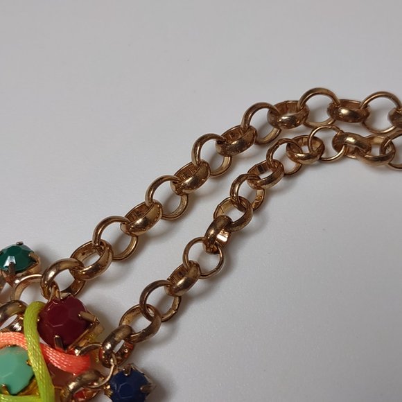 Very Colorful Metal Plastic And String Necklace Adjustable 17.5 To 19.5 Inches - Picture 8 of 14